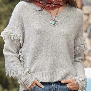 Sundance Sweaters | Go West V Neck Sweater from Sundance Catalog, Heather Gray, Size Medium | Color: Gray | Size: M | Kazaan's Closet